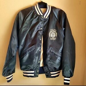 Vintage King Loiue Blue Satin Bomber Jacket